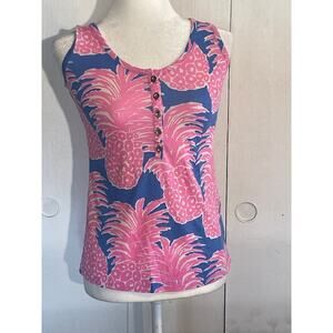 Lilly Pulitzer Size‎ X-Small Knit Tank Top Blue Haven 100% Cotton